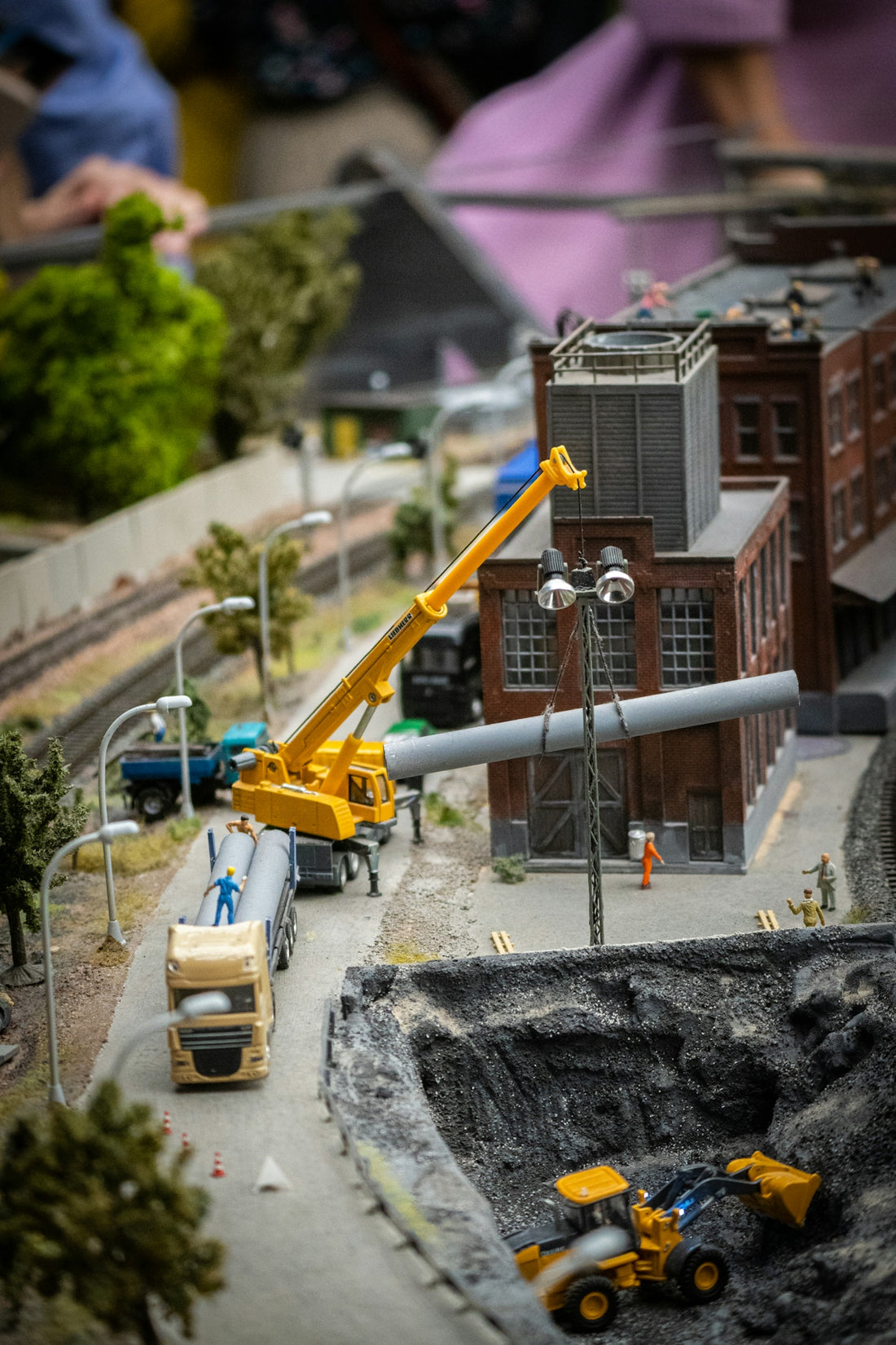 a toy model of a construction site with a crane