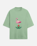 Exquisite Flamingo Affection Oversized Tee - Urban Theory