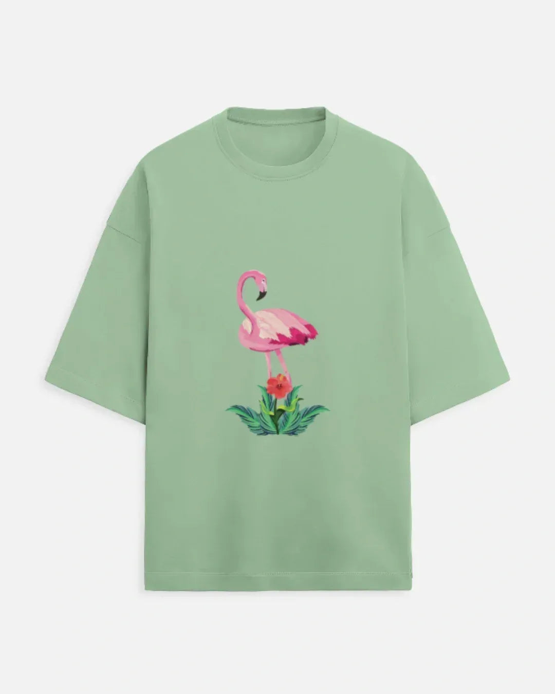 Exquisite Flamingo Affection Oversized Tee - Urban Theory