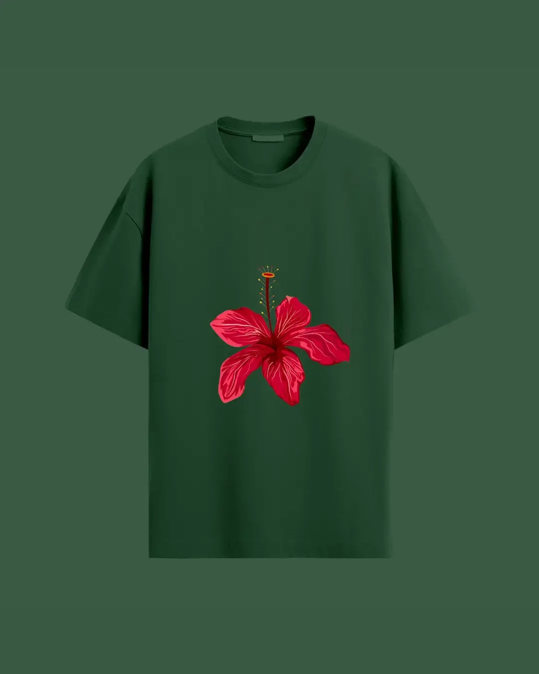 Oversized Red Hibiscus Tee for Confident Look - Urban Theory
