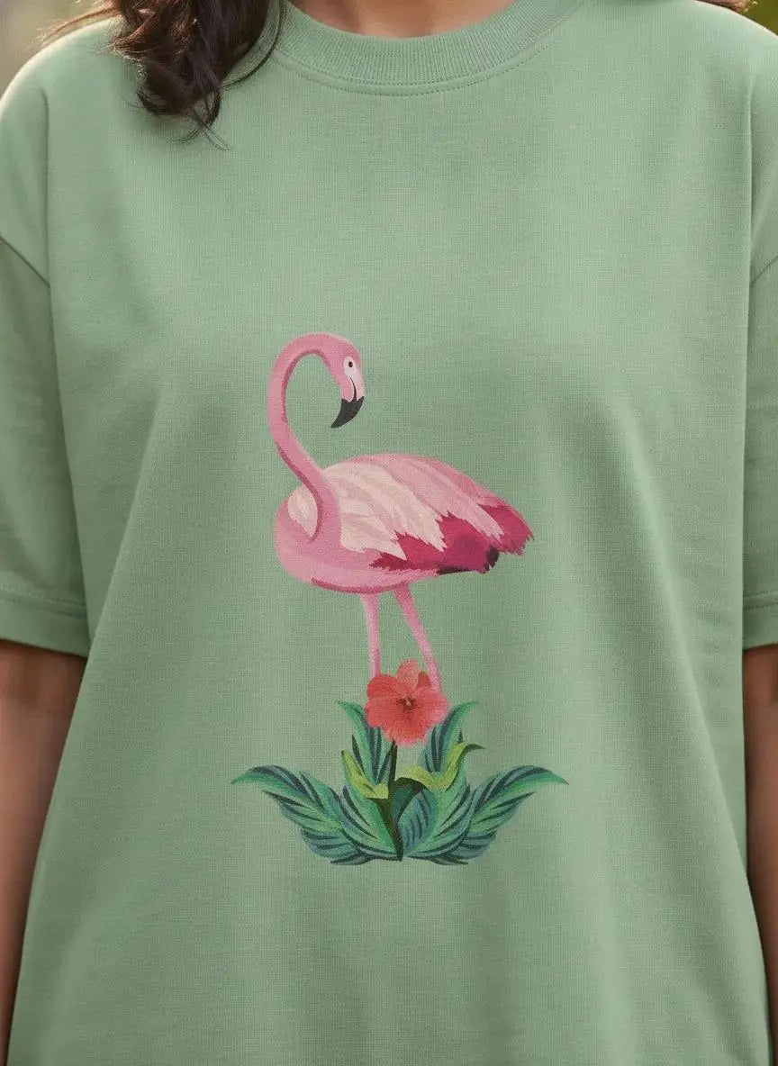 फ्लैमिंगो लव - Oversized Tshirt