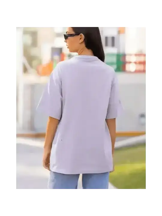 A soft lavender breathe oversized tee by urban theory with short sleeves and a relaxed fit for casual tropical vibes
