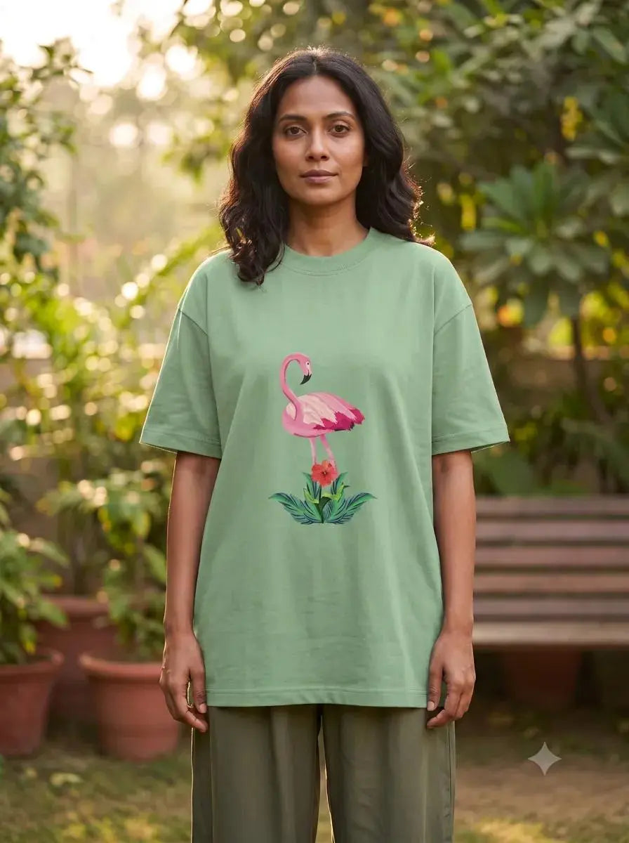 फ्लैमिंगो लव - Oversized Tshirt