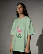 Exquisite Flamingo Affection Oversized Tee - Urban Theory