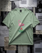 Exquisite Flamingo Affection Oversized Tee - Urban Theory