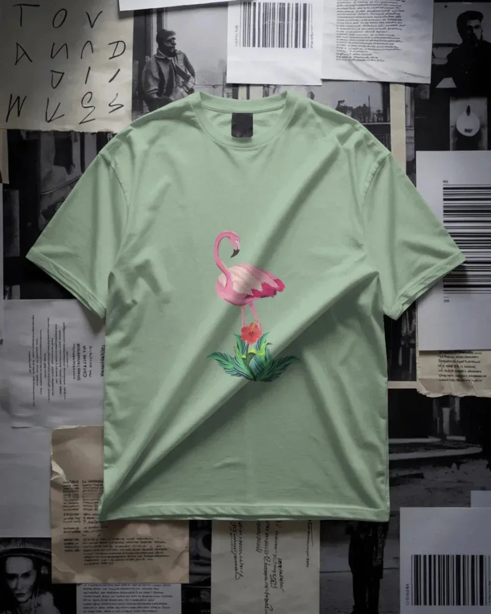 Exquisite Flamingo Affection Oversized Tee - Urban Theory