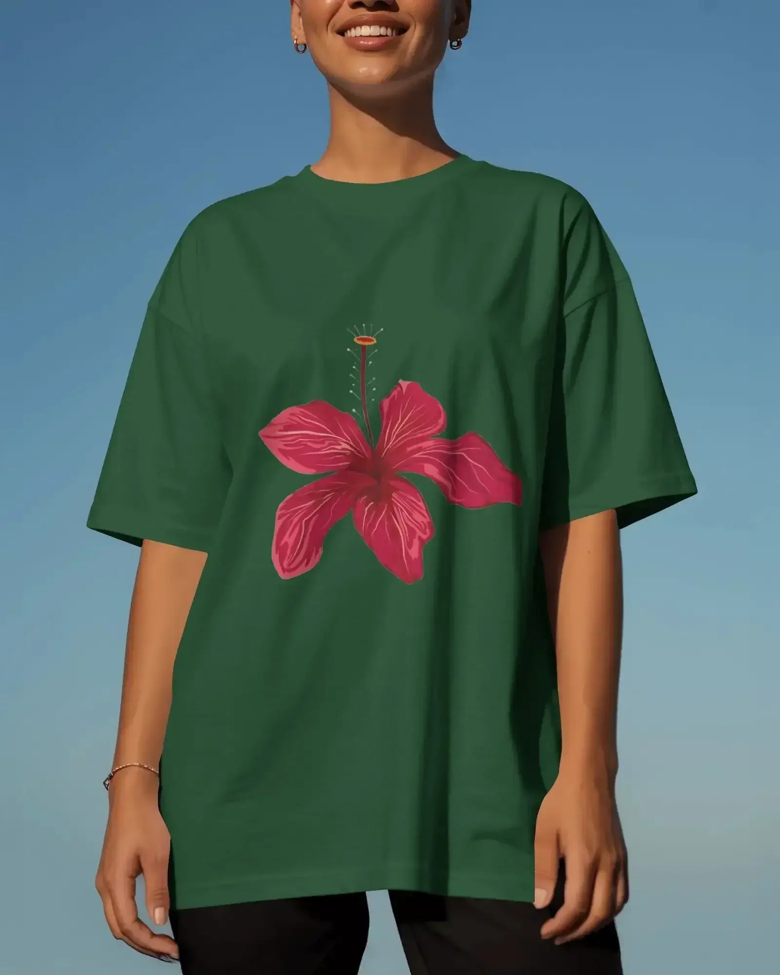 Red hibiscus - oversized tshirt