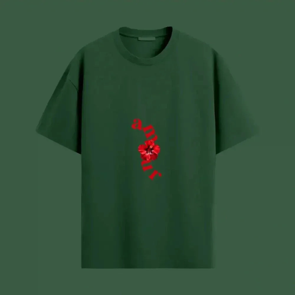 Amour Oversized T Shirt in Bottle Green - Urban Theory