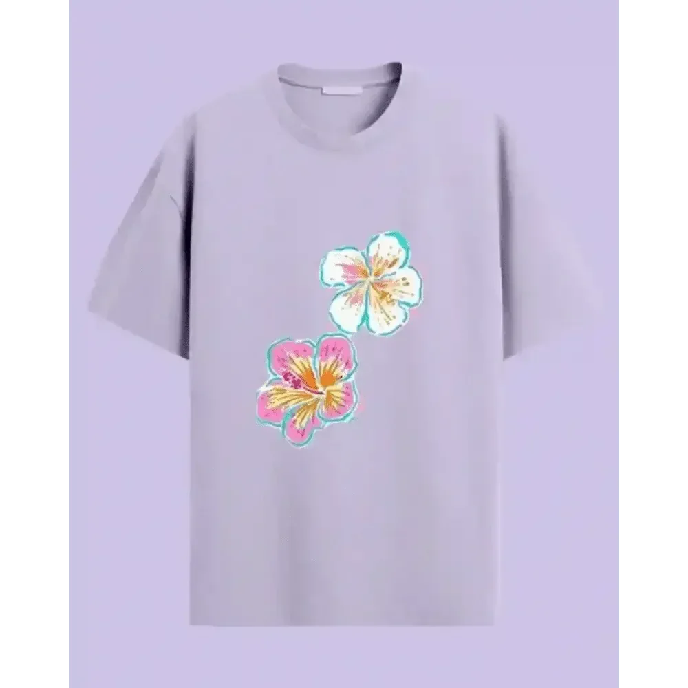 Oversized Tshirt in Soft Lavender Bloom - Urban Theory